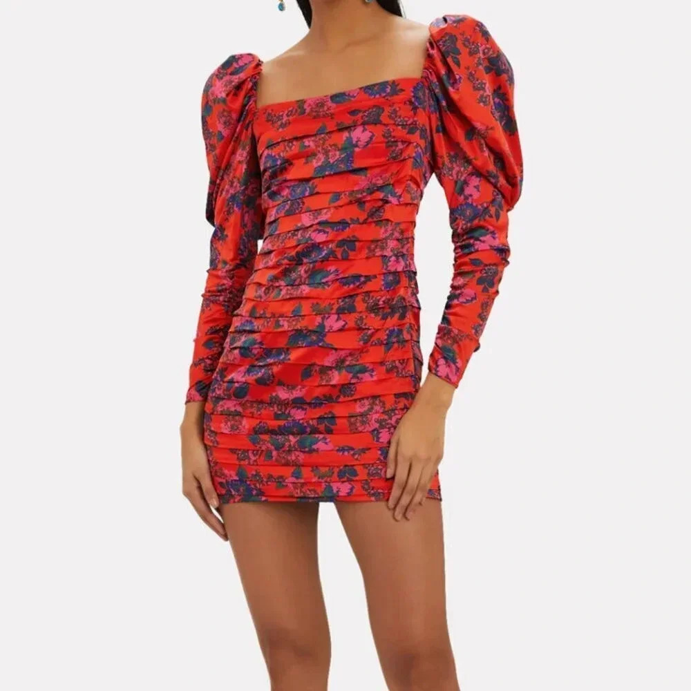 For Love And Lemons Red Floral Mini Dress